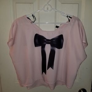 H&M Pink Bow Tie Blouse